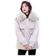 thumbnail image 2 of jsaierl Womens Winter Jacket Warm Overcoat Slim Faux Fur-Collar Zipper Thicker Coat Outwear, 2 of 9