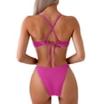 thumbnail image 6 of Sakmal Womens Bikini Swimsuits Plunge Tummy Control Swimwear Solid Pink Summer Womens Swimsuits XL, 6 of 7