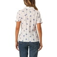 thumbnail image 3 of INSPIRE CHIC Women's Frilled Tops Bubble Sleeves Peter Pan Collar Floral Print Cotton Blouses XS White Blue, 3 of 6