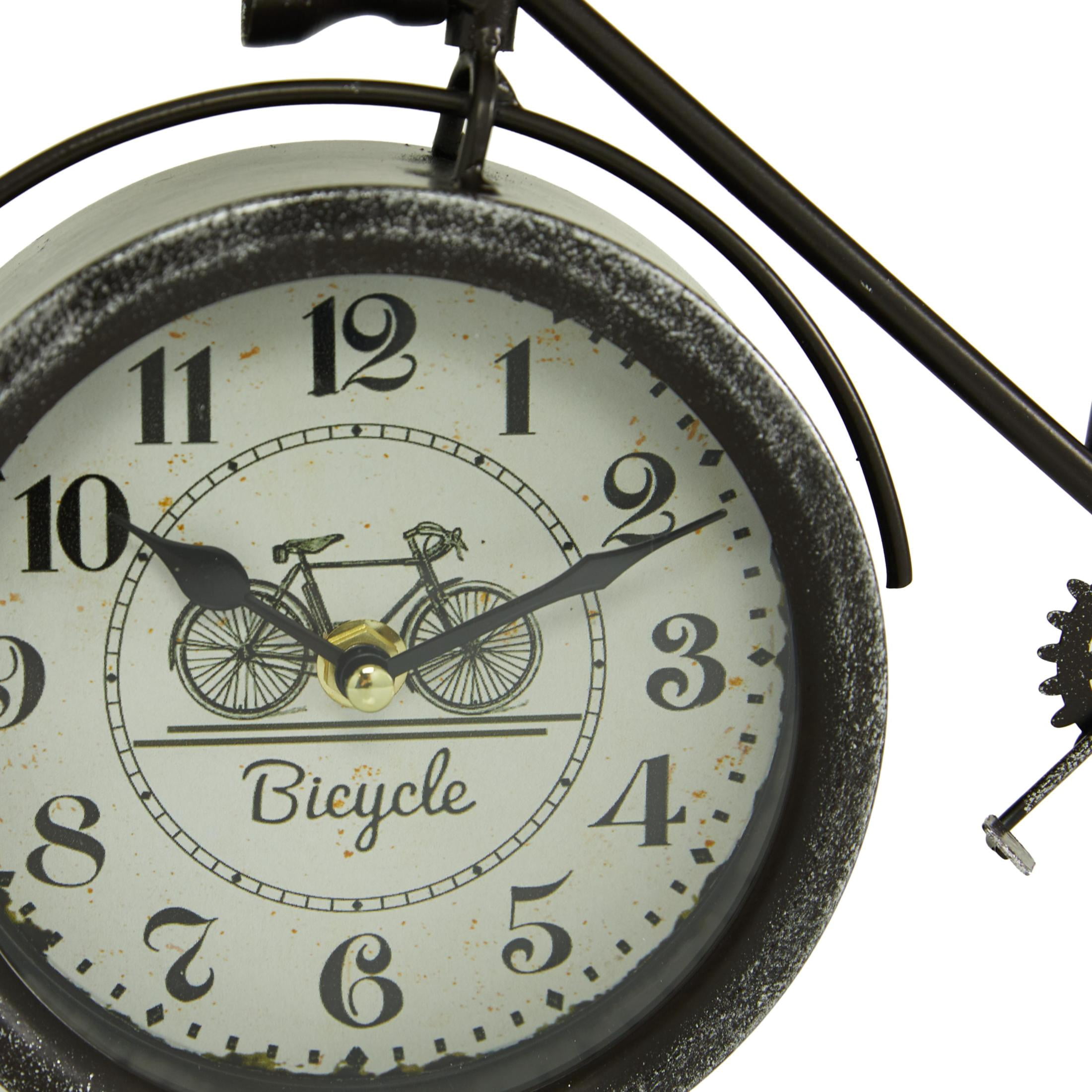 DecMode 9" Black Metal Bike Clock, Set of 2