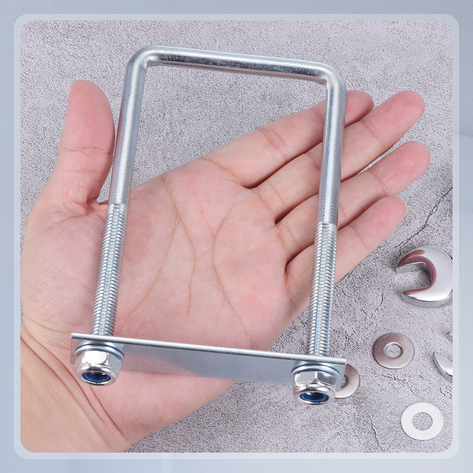 U Bolts 2Set (M10x75x150mm), Square U Bolt Kits Carbon Steel with Nylon Lock Nut Washers Plates - for Construction, Pipe, Trailer, Automotive, Leaf Spring Fastener