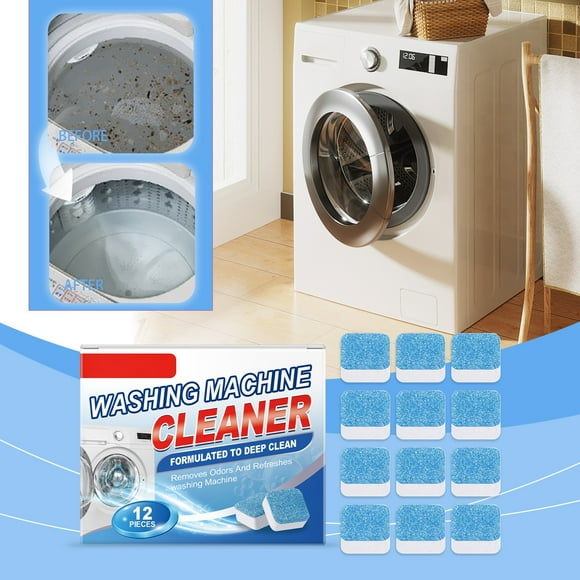 Washing machine Cleaning Tablets - 12-piece, 6-in-1 formula for top loaders, front loaders and washing machines - Deep cleaning, deodorization and protection - for septic systems