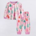 thumbnail image 5 of TOWED22 Toddler Baby Girl Outfits Ruffle Long Sleeve Print Tops + Flare Pants Set Toddler 2Pcs Fall Winter Clothes Size:2-3 Y,Color:Pink, 5 of 6