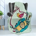 thumbnail image 4 of Camera Soft Flannel Fleece Blanket, Love Bird Chirping on Top of Vintage Old Photo Machine with Botany Creative Blooms, Cozy Plush for Indoor and Outdoor Use, 70" x 90", Multicolor, by Ambesonne, 4 of 5