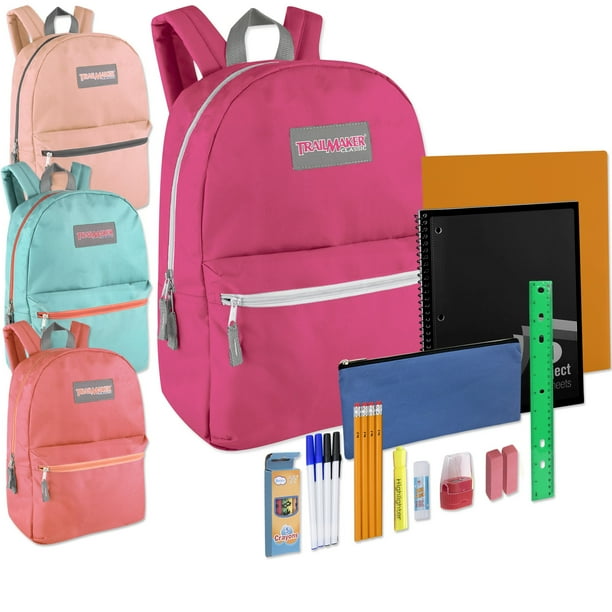 24 Pack Bulk Backpacks with School Supplies for Kids Trail maker