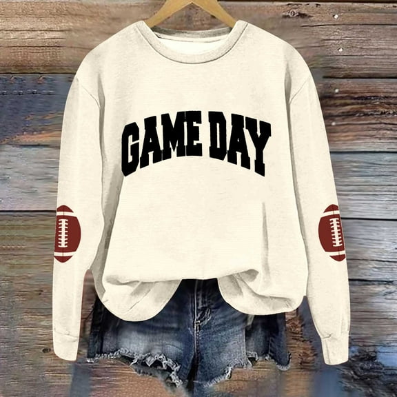 Women's Football Sweatshirts Rugby Graphic Printed Crew Neck Pullover Shirt 2025 Fall Fashion Long Sleeve Tops