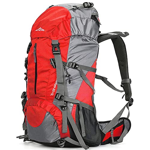 Loowoko Sac à Dos de Randonnée 50L Sac à Dos de Voyage Camping avec Housse de Pluie - Sans Cadre Interne