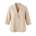 thumbnail image 4 of Dpjklzsn Women's Collared Three-Quarter Sleeve Blouse, Cotton Linen Look Casual Shirt, 4 of 5