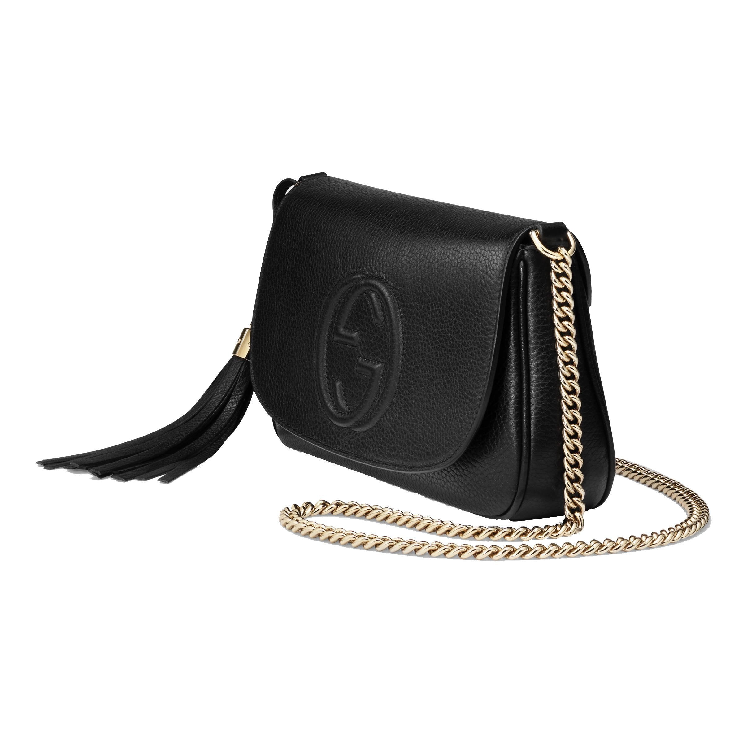 Amazon.com: Gucci Soho Medium Black Double Leather Chain Shoulder Bag Tote  Black Gold New : Clothing, Shoes & Jewelry