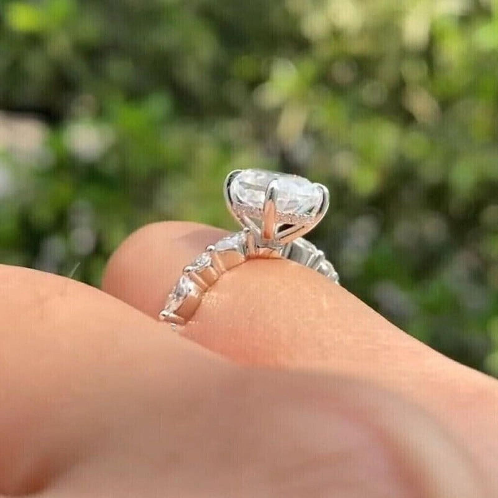 solitaire jewels 3CT Oval Moissanite Hidden Halo Engagement Ring For Women, 14K Yellow Gold