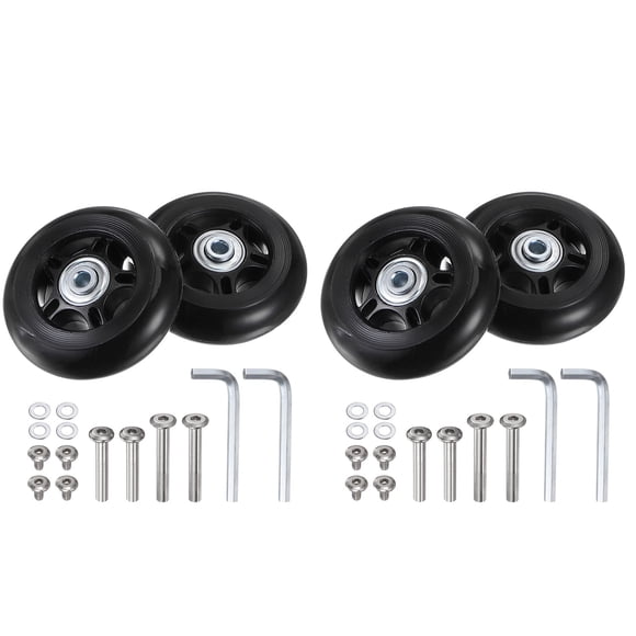 Ruedas de equipaje de reemplazo Uxcell 75x24mm Kits de reparación de ruedas de maleta 4 ruedas de rodamiento de PU para bolsa de carrito, patín en línea