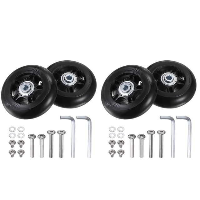 Ruedas de equipaje de reemplazo Uxcell 75x24mm Kits de reparación de ruedas de maleta 4 ruedas de rodamiento de PU para bolsa de carrito, patín en línea