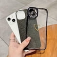 thumbnail image 3 of Compatible with iPhone 13 Glitter Plating Love Heart Case, Cute Luxury Electroplated Bling Sparkly Glitter Shiny Case for Women Girls Soft TPU Shockproof Camera Protective Back Cover - Black, 3 of 11