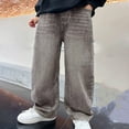 thumbnail image 3 of UACY Baggy Jeans Boys Y2K Straight Wide Leg Denim Pants Elastic Waist Loose Trousers with Pockets Streetwear Vintage Jeans (Coffee, 11-12 Years), 3 of 5