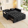 thumbnail image 3 of FFH 54" Convertible Sleeper Sofa, Futon Loveseat Couch with Pull Out Bed, Storage Pockets, Adjustable Backrest, Black, 3 of 10