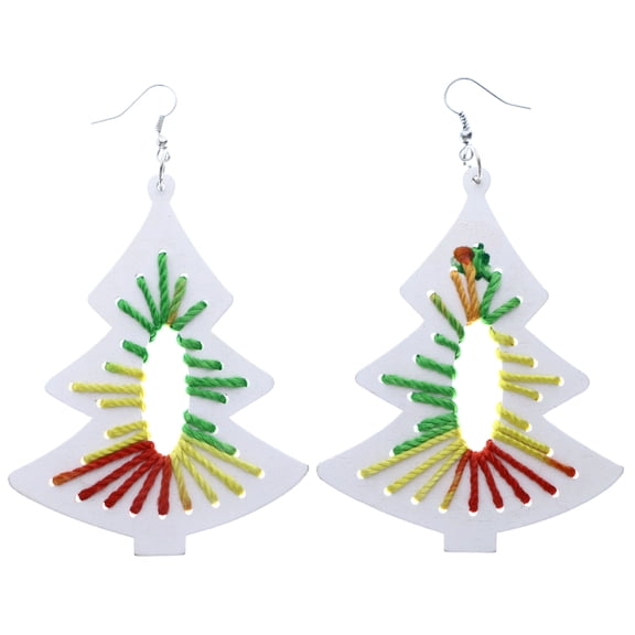 Mi Amore String Art Tree Dangle-Earrings White & Multicolor