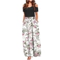 thumbnail image 1 of Aueoeo Plus Size Dress for Women, Women's Off The Shoulder Dress Casual Summer Dress Print Crewneck Short Sleeve Flowy Long Dress Beach Sundress, 1 of 4