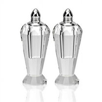 Handcrafted Optical Crystal & Silver Salt & Pepper Shakers, Pair