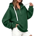 thumbnail image 2 of SYwaren Oversized Sweatshirt for Women Half Zip Hoodie Long Sleeve Casual Side Slit Tops, 2 of 7