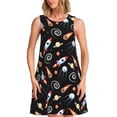 thumbnail image 1 of Xecao Robe d'Été Fusée Spatiale pour Femmes, Robe Décontractée Sans Manches avec Poches, 1 of 7