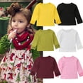 thumbnail image 2 of IZhansean Toddler Kids Baby Girl Basic Tshirt Cotton Ruffle Long Sleeve Tee Shirt Tops Undershirt Yellow 4-5 Years, 2 of 8