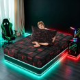thumbnail image 4 of Manfei Futuristic 3D Square Twin Sheets, Neon Glow Bedding, Black Red, Black Reversible 3 Pieces1 Flat Sheet + 1 Fitted Sheet + 1 Pillowcase, 4 of 6