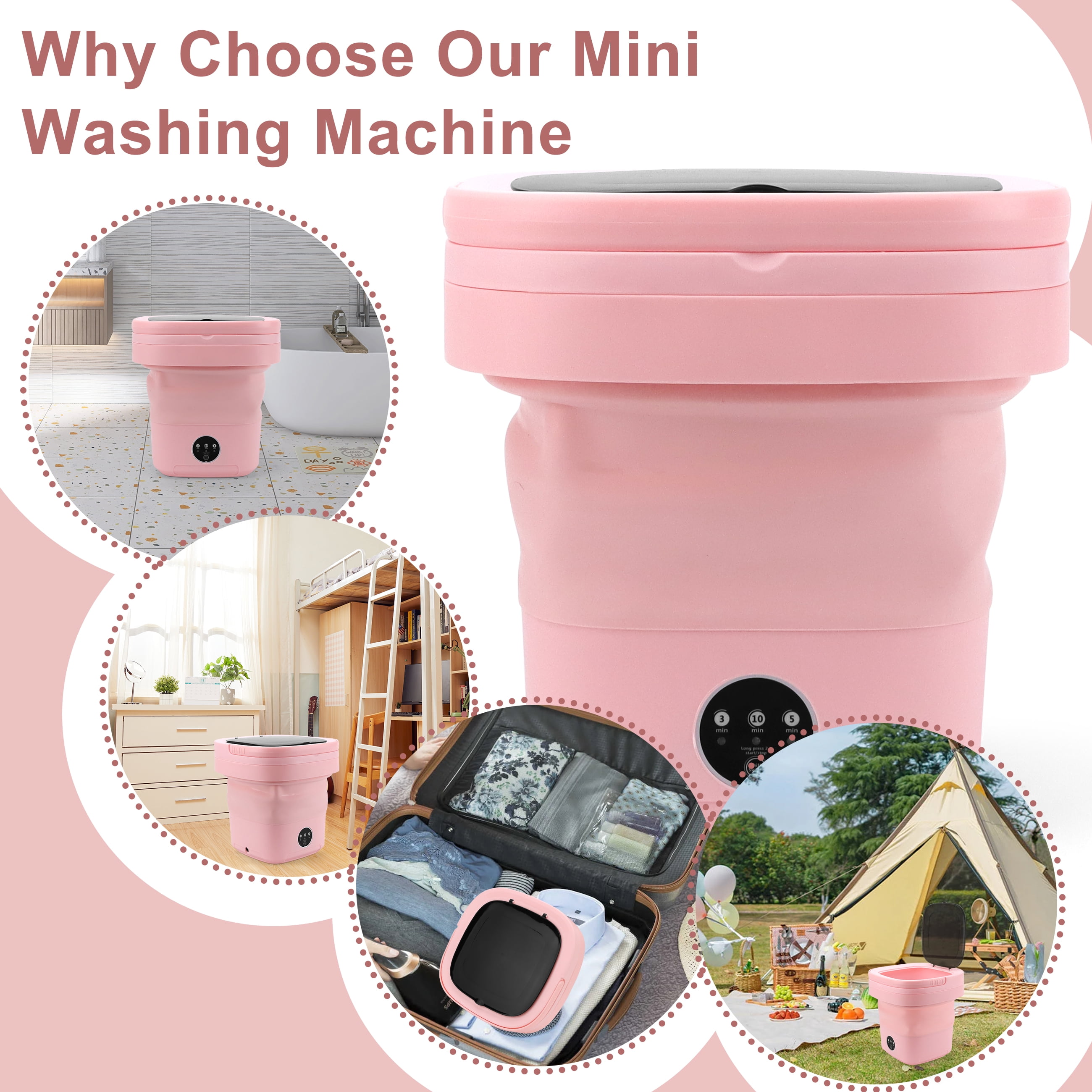 Hsfviop Portable Washing Machine, 11L Foldable Washer for Apartment, Camping, RV, Travel, Underwear, Socks