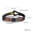thumbnail image 2 of Men's Leather Wrap Bracelet Wristband Cord Braided Rope Bangle Black Alloy 8.66", 2 of 4
