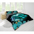 thumbnail image 5 of Blue Butterfly Rose Duvet Cover for Teens Couple Valentine's Day Gifts, Flower Print Romantic Theme Twin Bedding Set for Kids Boys Girls, 5 of 6