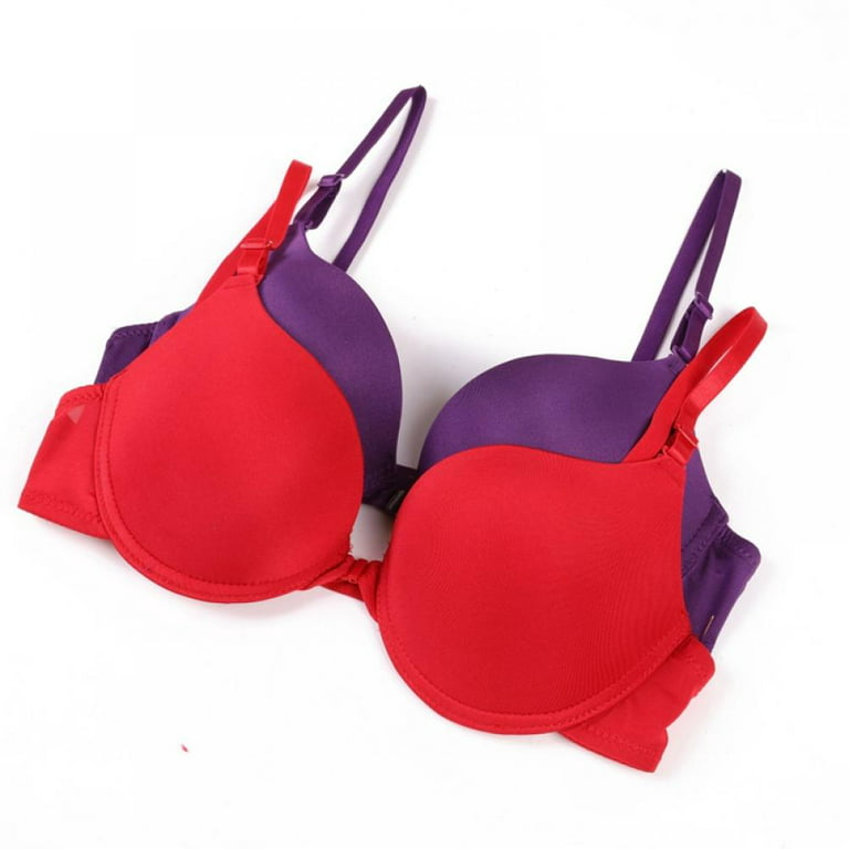 Ultimates Front Closure Sexy Bra 34B Red Solid Push Up Bra Womens