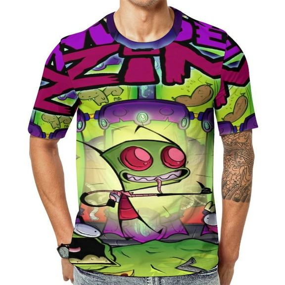 Invasor Zim T-Shirt Full Print Short Sleeve Crew Neck Casual Novelty Graphic Tee Shirt Tops for Men Women S