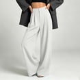 thumbnail image 2 of Kaemgyyd Dress Pants Women Wide Leg Work Business Trousers Casual Loose Slacks Flowy Pant Button High Waisted Pleated Clothes（White,X-Large）, 2 of 6