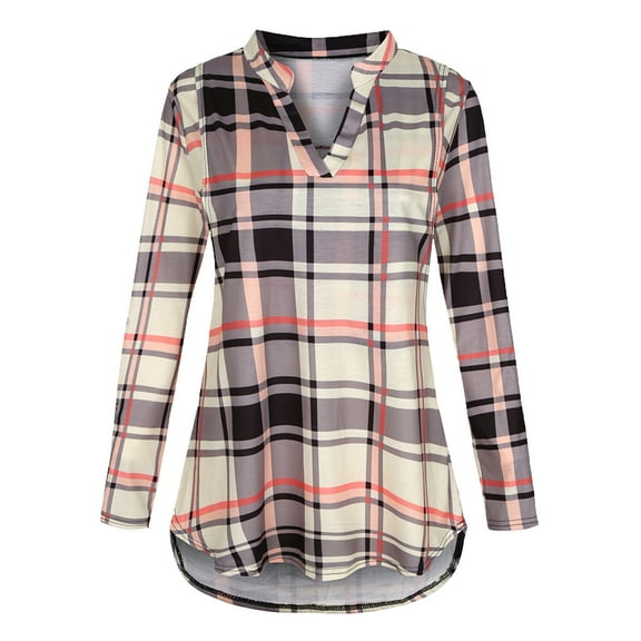 IROINNID Clearance Breast Feeding Top for Women Maternity V-Neck Plaid Long Sleeve Breast-Feeding Pregnant Nursing Buttons Blouse Tops,Yellow