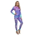 thumbnail image 3 of YEAHDOR Womens Mermaid Cosplay Costume Fish Scale Print Full Body Jumpsuit Tie-dye Long Sleeve Swimming Bodysuit Type B L, 3 of 7