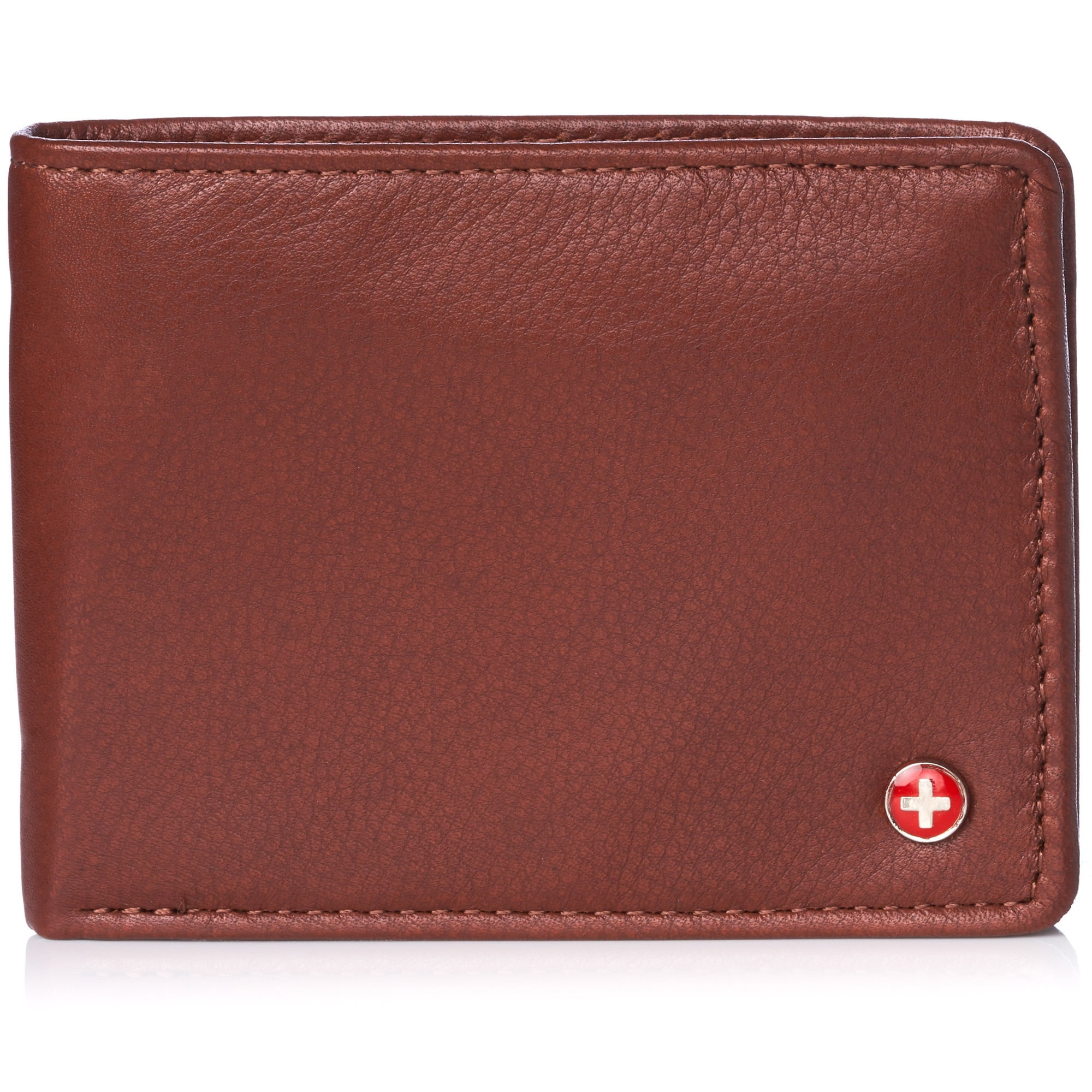 Alpine Swiss Alpine Swiss Mens Leather RFID Bifold Wallet 2 ID