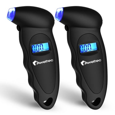 AWELTEC Digital Tire Pressure Gauge, 150 PSI, 5.23 in Hose, Backlit LCD, Non-Slip Grip, 2 Piece, Father's Day Gifts, Birthday Gifts for Dad Mom Men Women