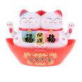 thumbnail image 2 of Figura gemela de Maneki Neko del plástico Figura de la mano que sacude el ornamento afortunado del coche del gato D Sunnimix Swing Figure Doll Toy, 2 of 8