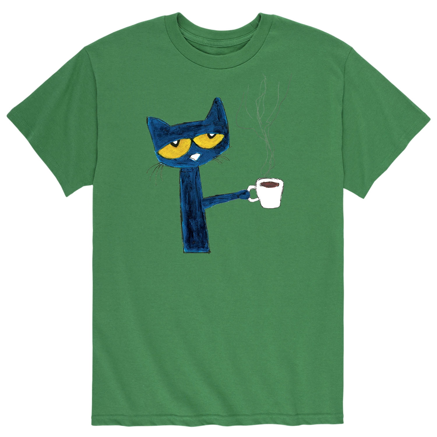 PETE THE CAT Pete The Cat With Coffee Adult Short Sleeve Tee
