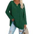 thumbnail image 4 of larppty Women's Plus Size Tops Long Sleeve Crew Neck Oversized T Shirts Loose Casual Tunics Loose Fit Tee (Dark Green, L), 4 of 4