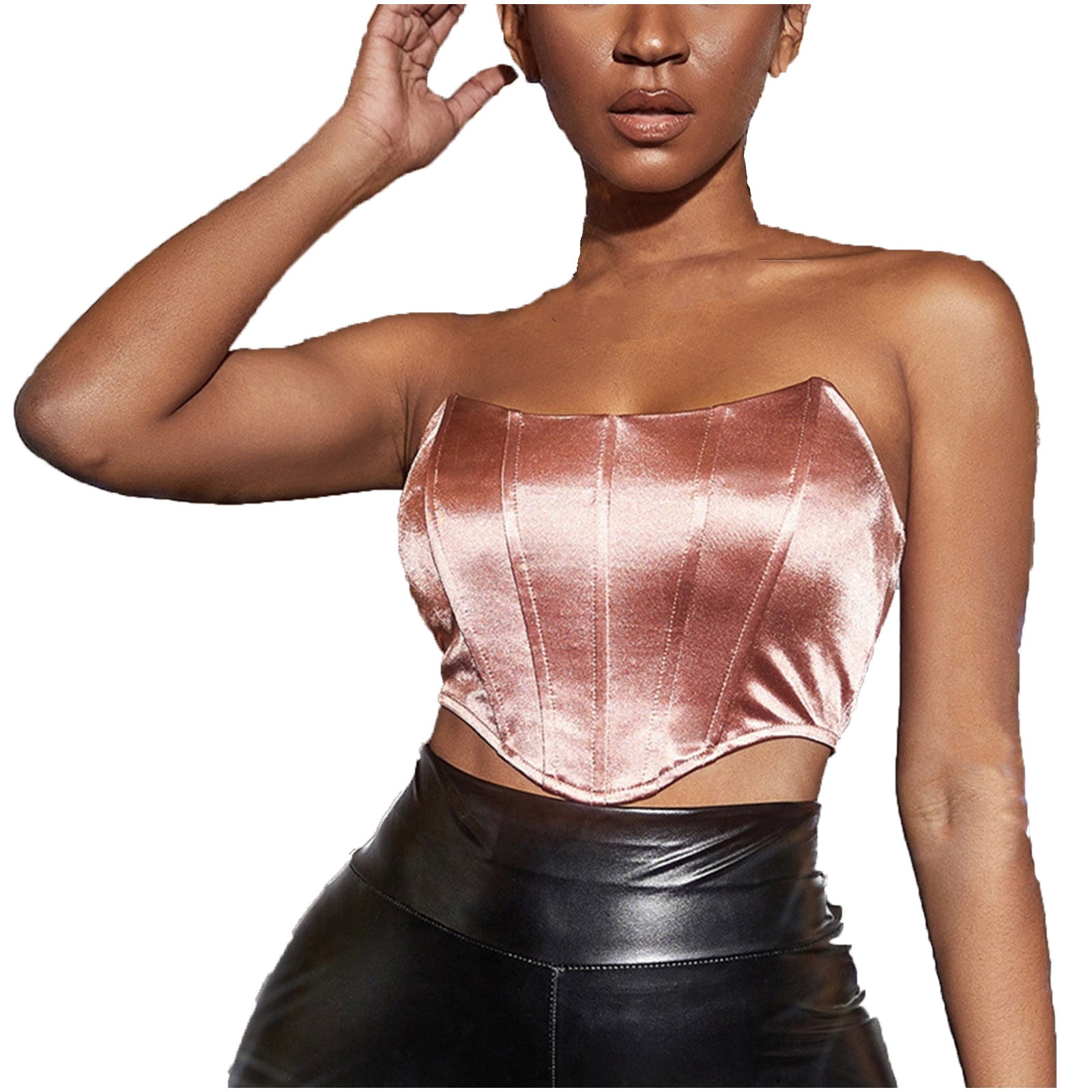 Cute shoulderless tops Clearance