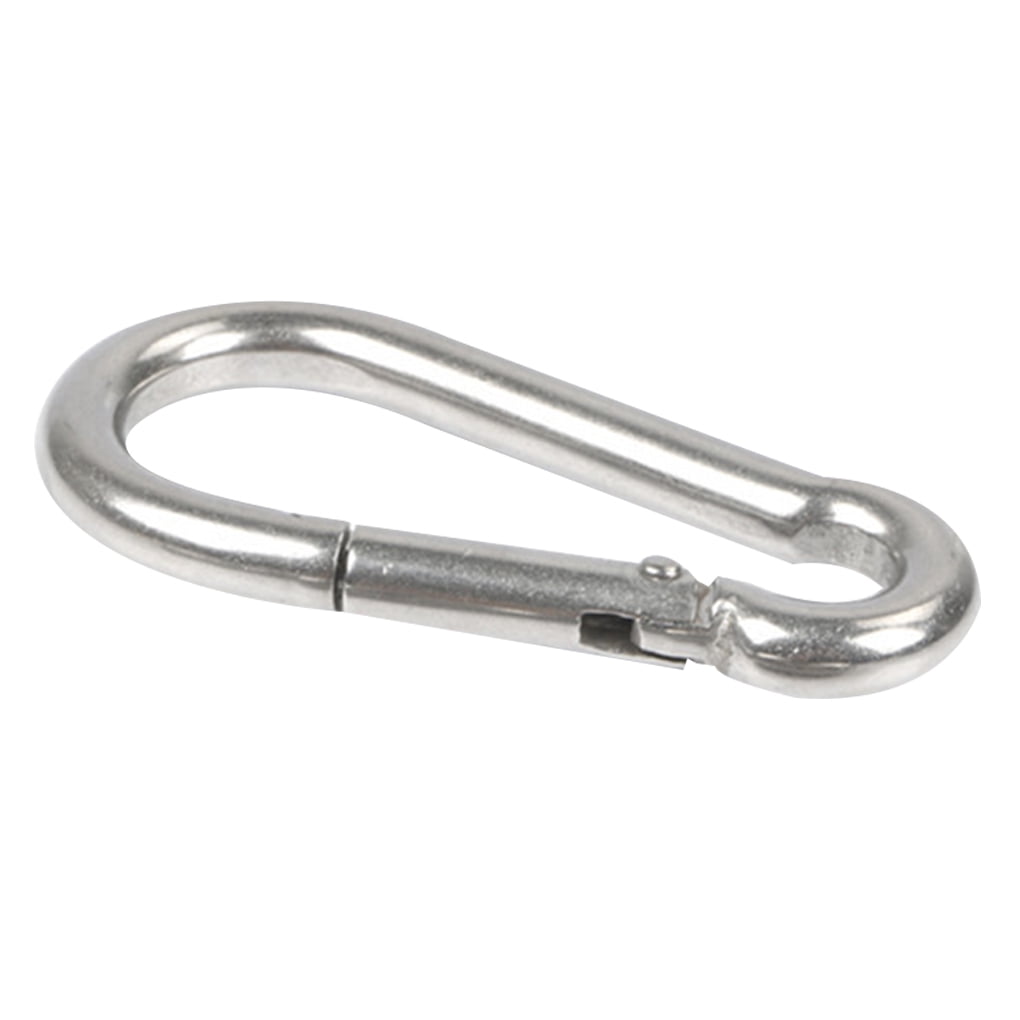 Stainless Steel Silver Spring Hook Hanging Buckle Snap Carabiner Climbing Safety 
