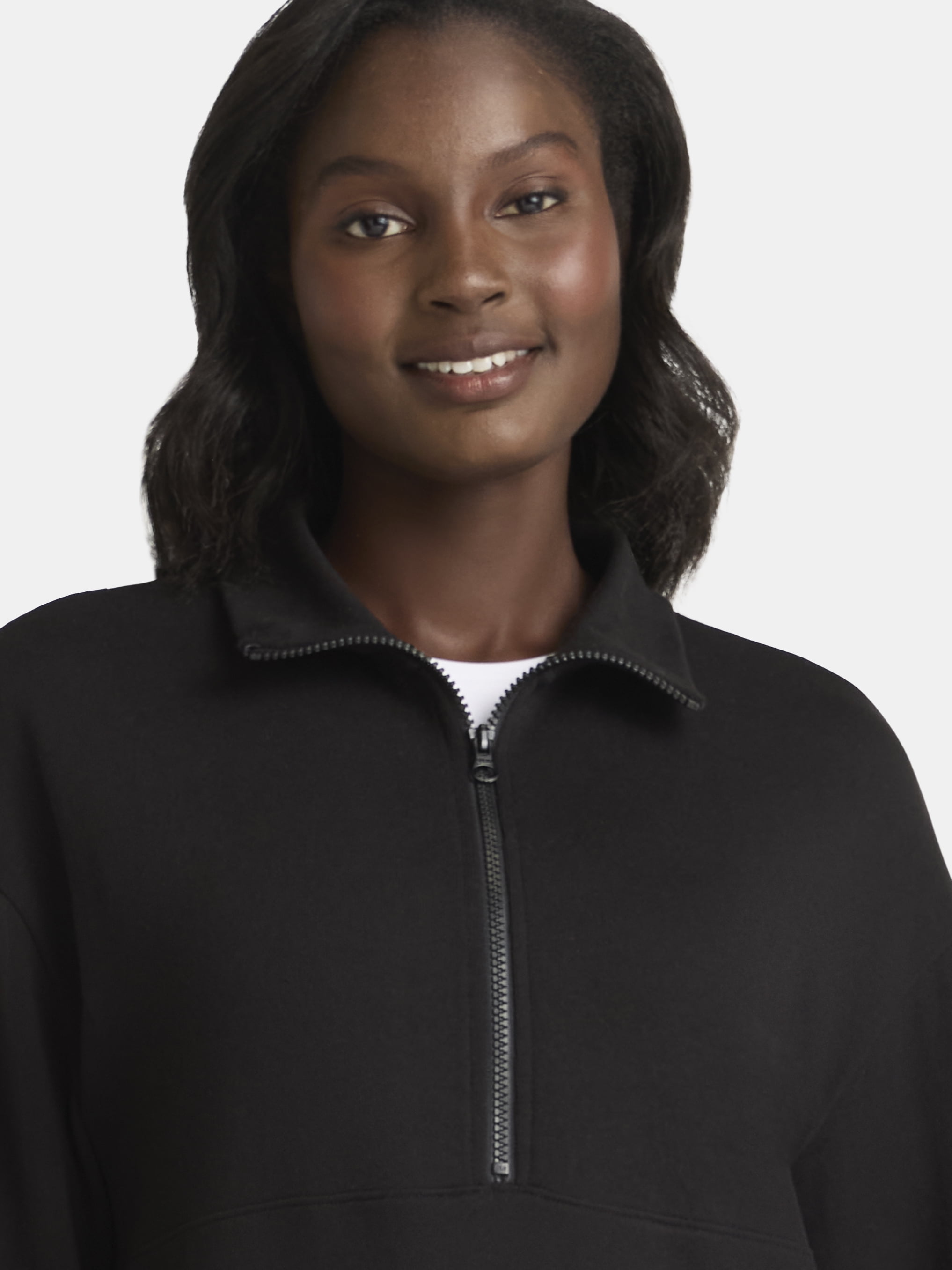 Time and Tru Women's Half Zip Fleece Sweatshirt, Sizes XS-XXXL