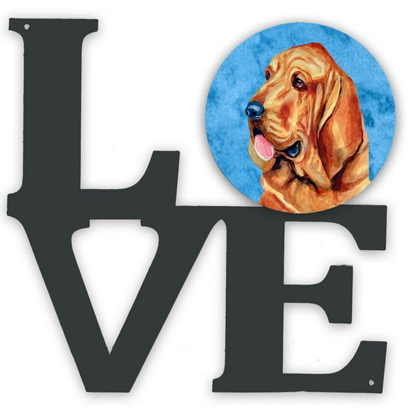 Blue Bloodhound Metal Wall Artwork LOVE