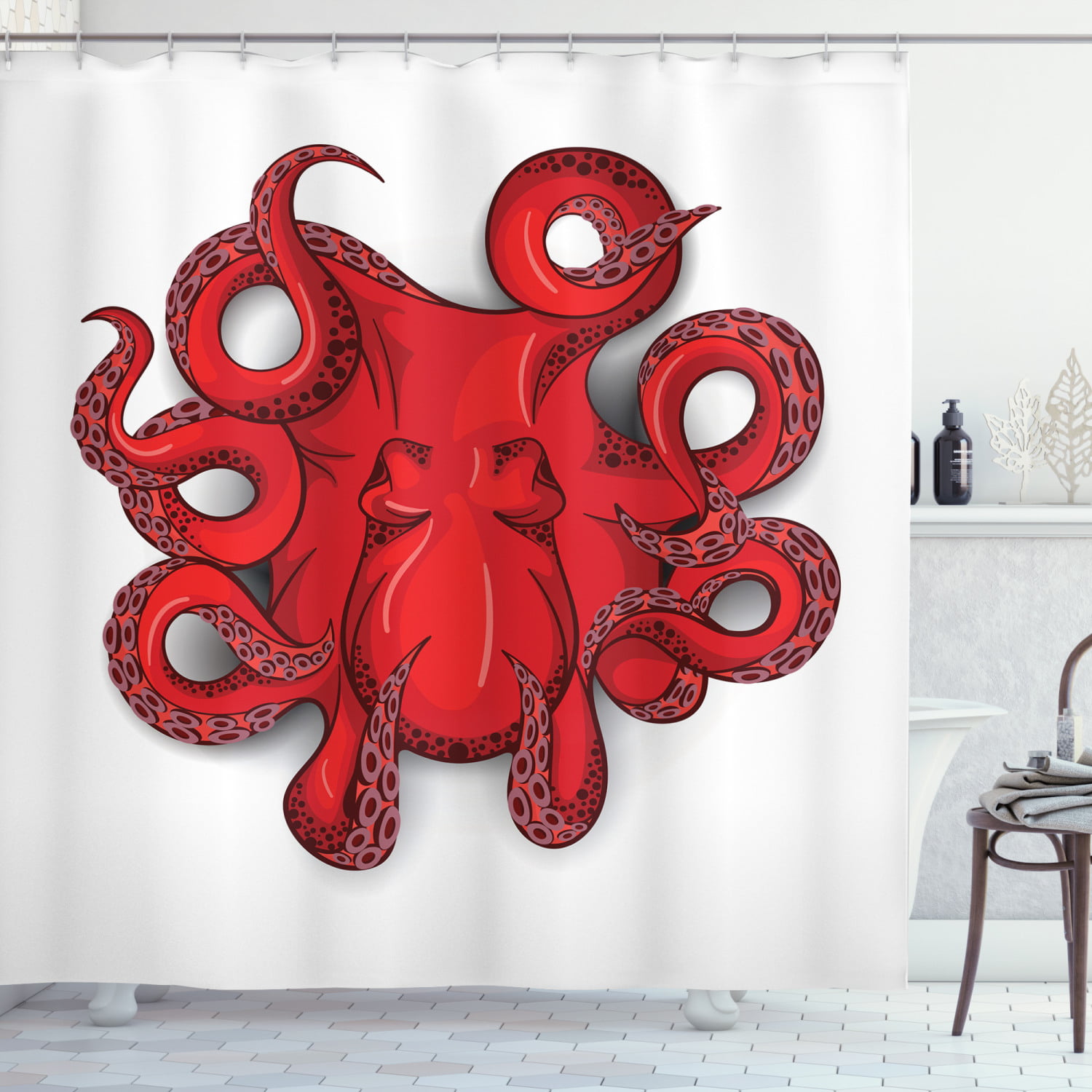 Octopus Print Polyester Shower Curtain Bathroom Home Accessories Free Shipping 