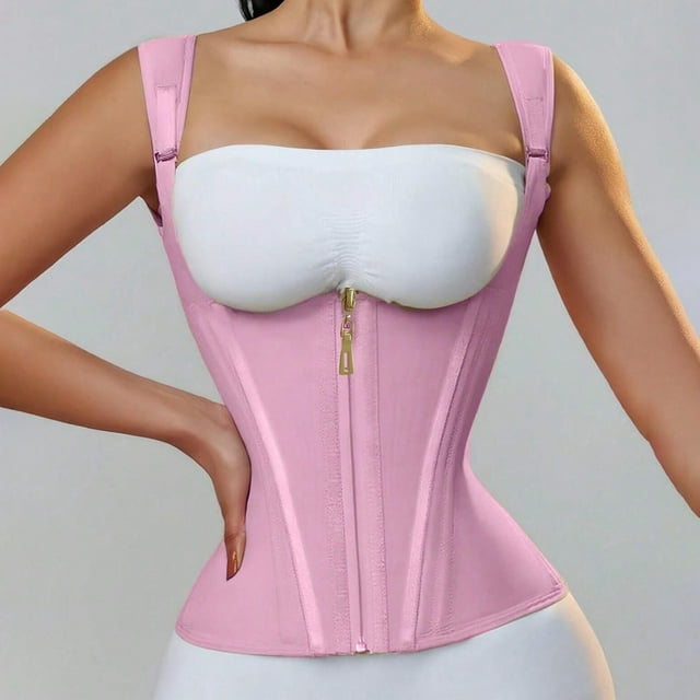 Accessory Latex Waist Trainer for Posture Correction and Features 15 Bones Zippered Shapewear Top for Women