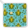 thumbnail image 4 of Dreamtimes Polyester Kitchen Oven Mitts Glove Potholder Apron 3Pcs Set Cute Frogs with Grass Non Slip Heat Resistant Mitts for Baking Cooking BBQ, 4 of 7