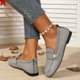 thumbnail image 6 of Miluxas Womens Suede Loafers Slip On Ballet Flats Pearl Decor Comfortable Lightweight Walking Shoes Low Top Square Toe Shoes Gray 9(42), 6 of 9