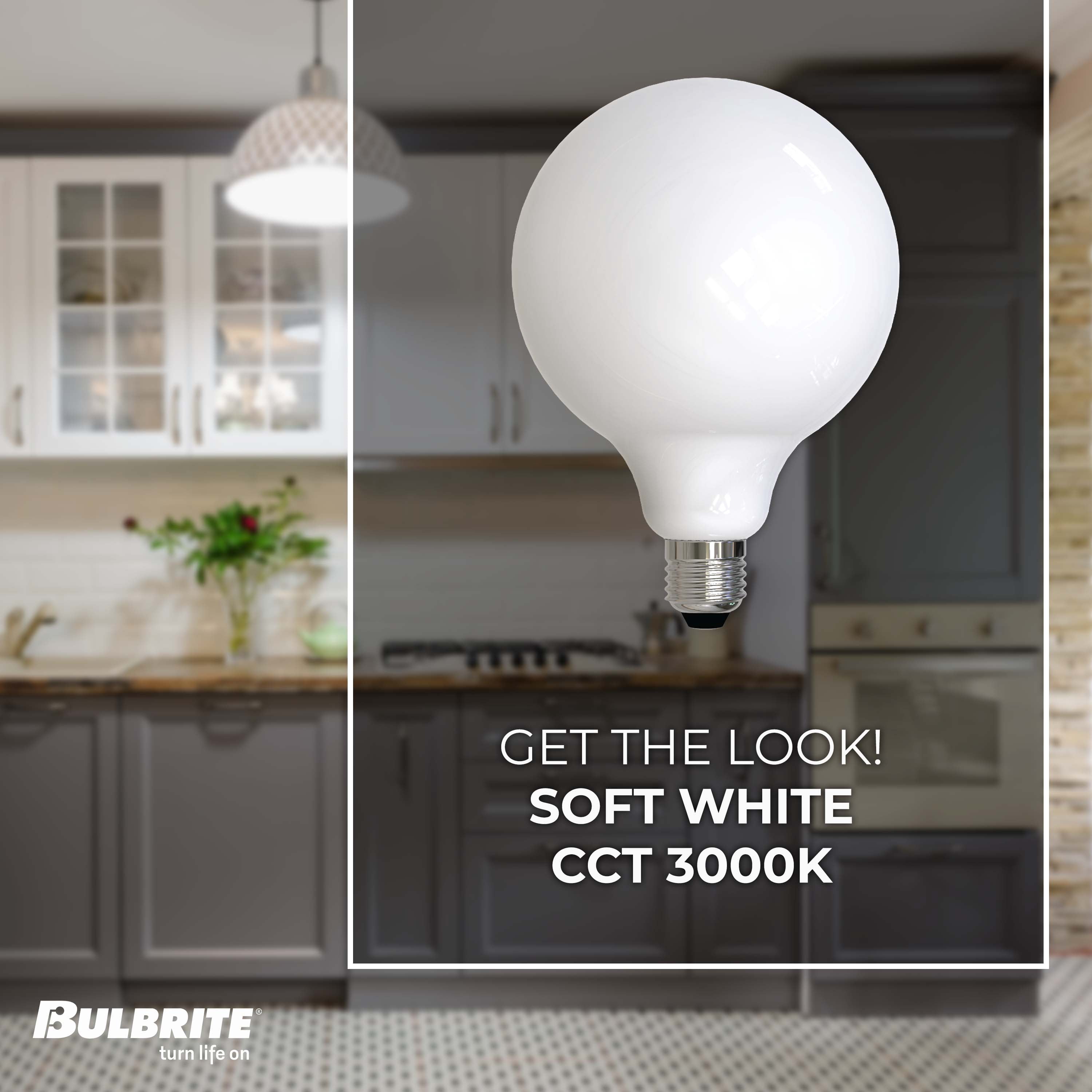 Bulbrite LED Filament Pack of (2) 8.5 Watt Dimmable G40 Light Bulbs with a Milky Finish and Medium (E26) Base - 3000K (Soft White Light), 800 Lumens