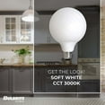 thumbnail image 3 of Bulbrite LED Filament Pack of (2) 8.5 Watt Dimmable G40 Light Bulbs with a Milky Finish and Medium (E26) Base - 3000K (Soft White Light), 800 Lumens, 3 of 7