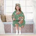thumbnail image 7 of FORMRS Wearable Blanket Hoodie with Sleeves for Kids Cozy Flannel Sweatshirt, Green American Footballs, 7 of 7